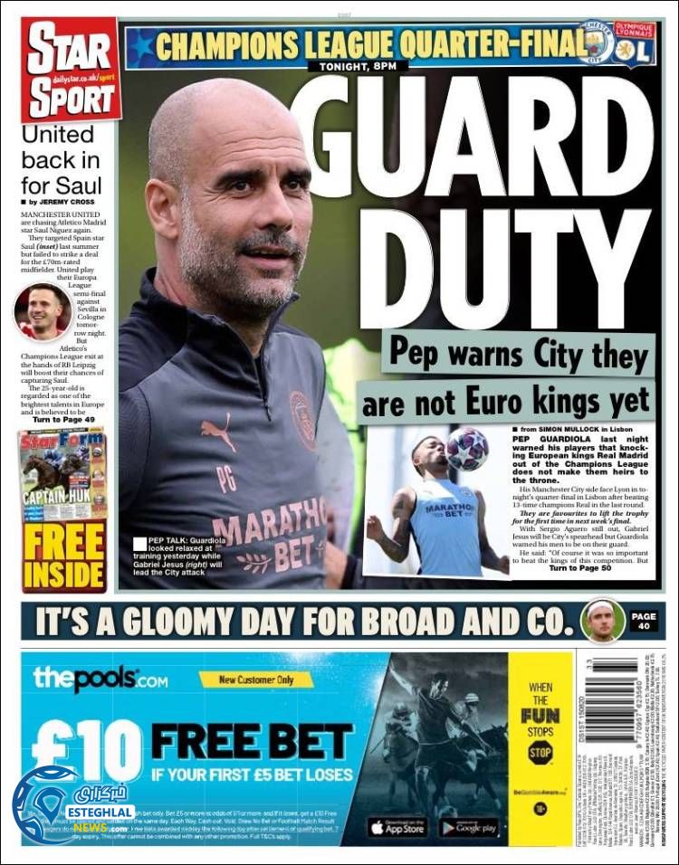 روزنامه ورزشی استار اسپورت شنبه 25 مرداد 1399