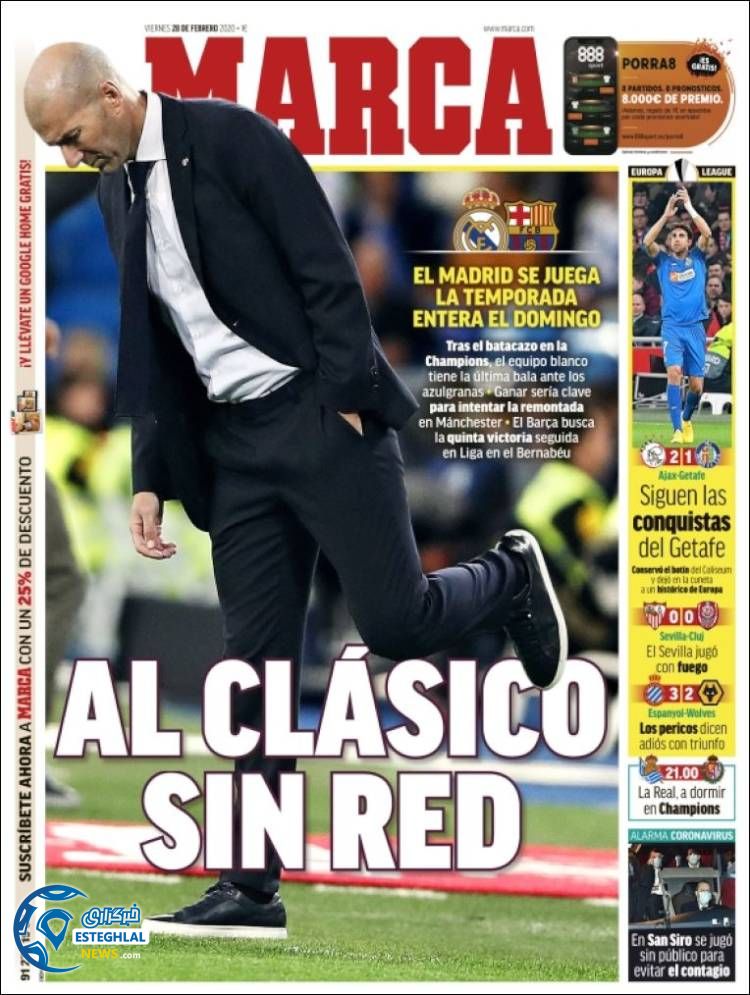 روزنامه ورزشی مارکا جمعه 9 اسفند 1398