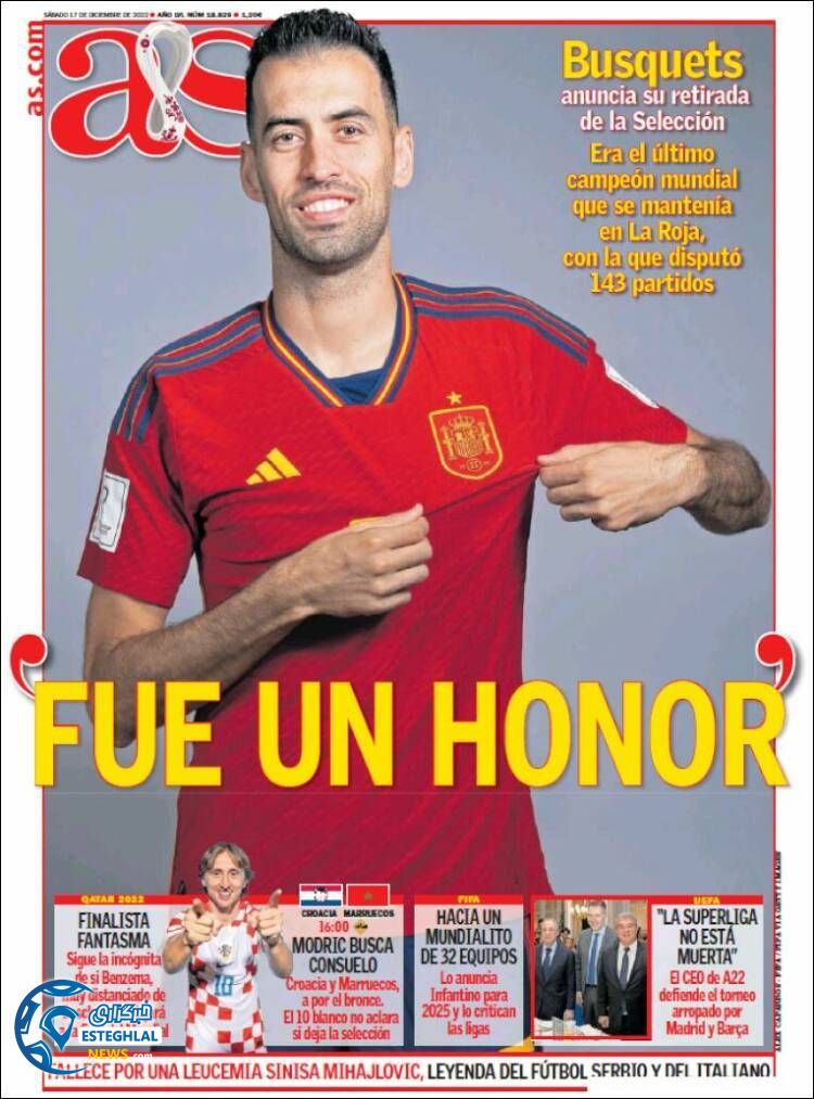 روزنامه ورزشی آ اس شنبه 26 آذر 1401