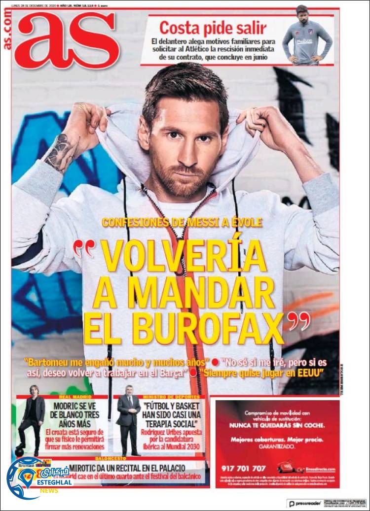 روزنامه ورزشی آاس دوشنبه 8 دی 1399