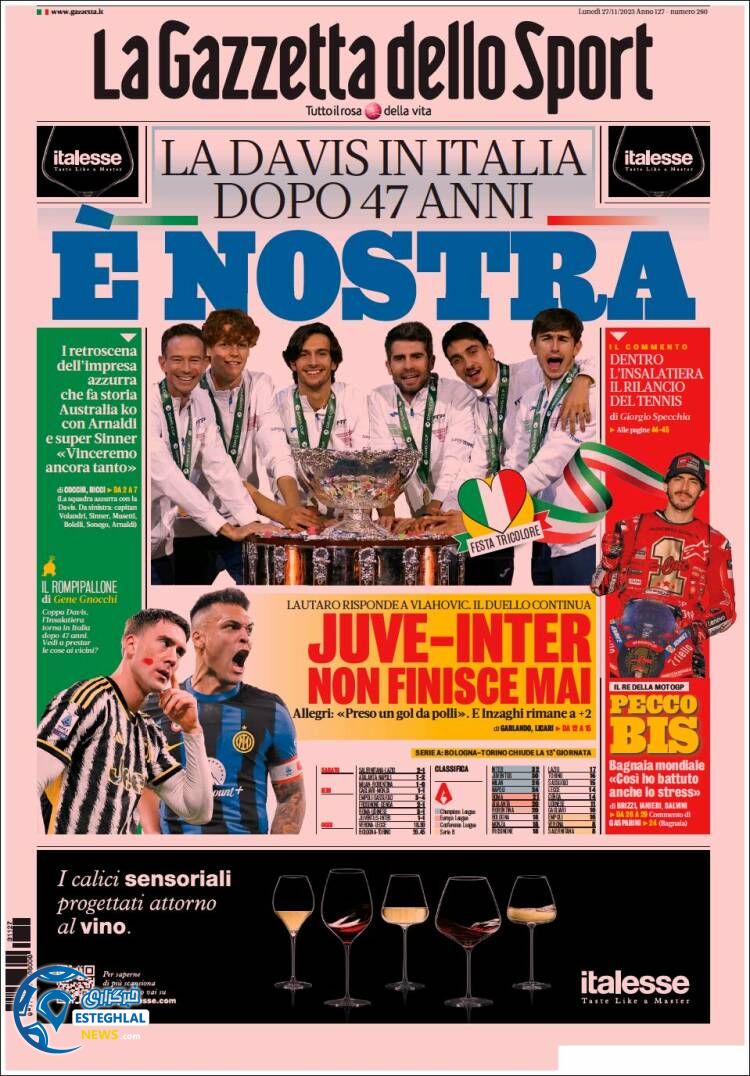 روزنامه ورزشی گاتزتا دلو اسپورت دوشنبه 6 آذر 1402 