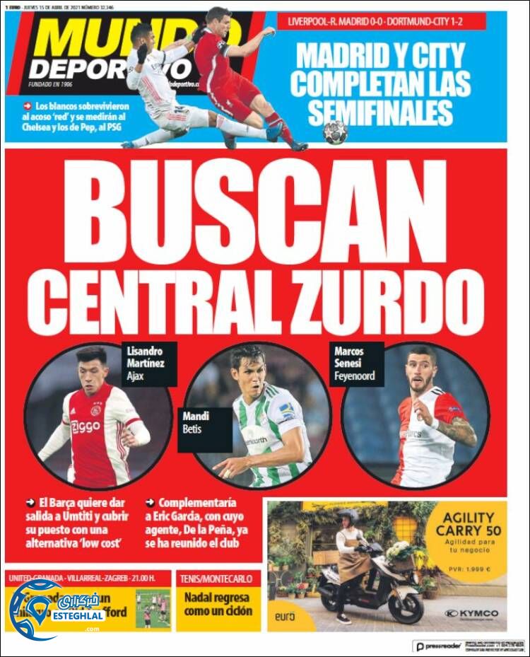 روزنامه ورزشی موندو دپورتیوو پنجشنبه 26 فروردین 1400