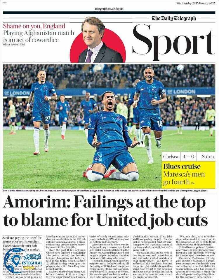 روزنامه ورزشی  تلگراف اسپورت چهارشنبه 8 اسفند 1403 