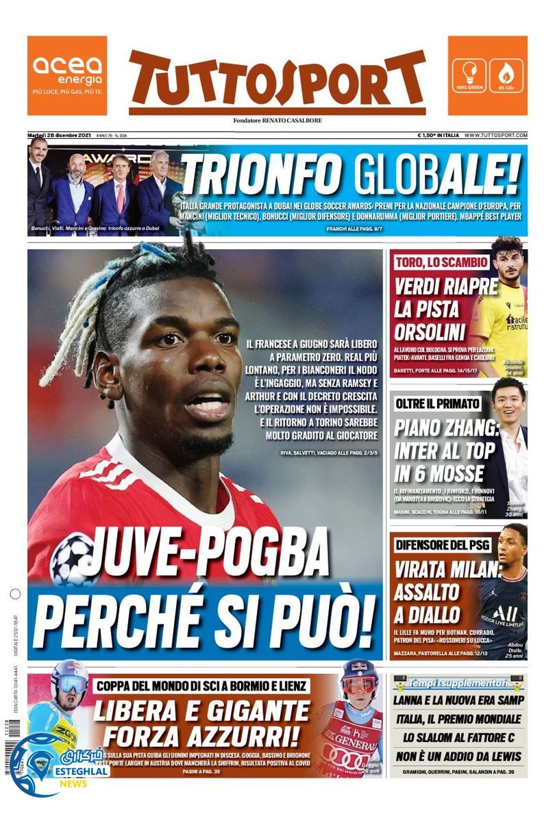 روزنامه ورزشی توتو اسپورت سه شنبه 7 دی 1400