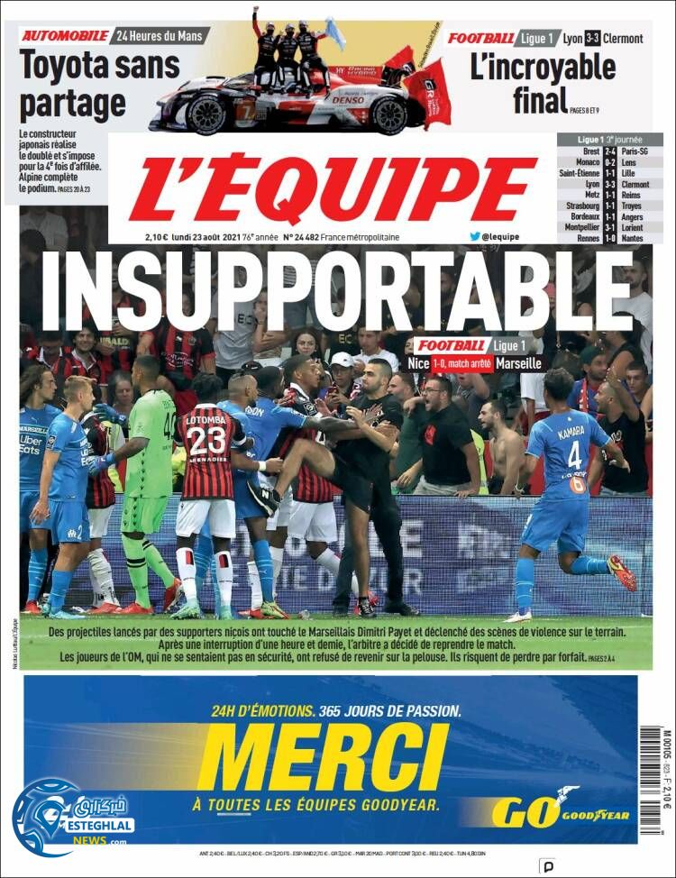 روزنامه ورزشی اکیپ دوشنبه 1 شهریور 1400