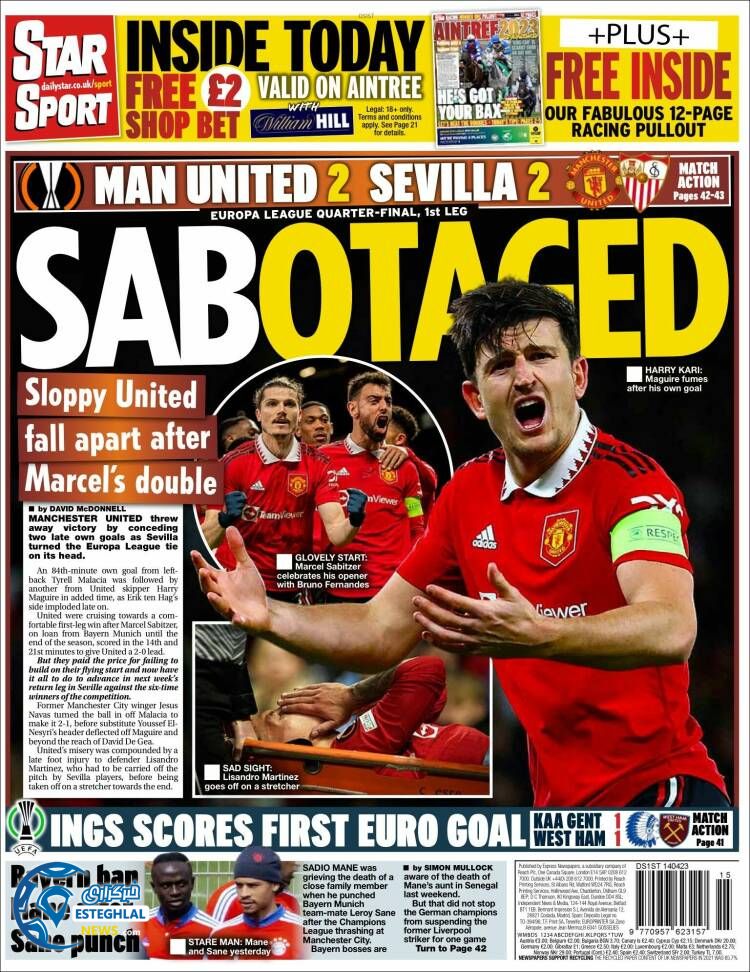 روزنامه  ورزشی استار اسپورت جمعه 25 فروردین 1402 