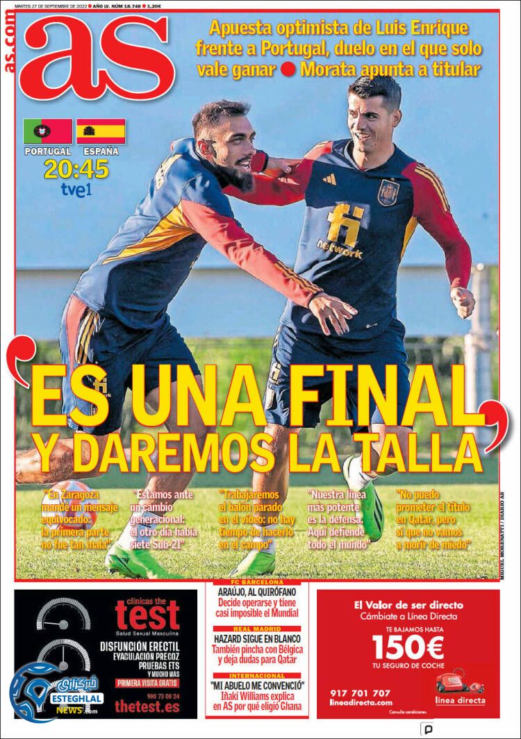 روزنامه ورزشی آ اس سه شنبه 5 مهر 1401 