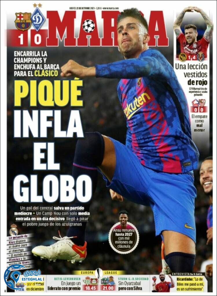 روزنامه ورزشی مارکا پنجشنبه 29 مهر 1400