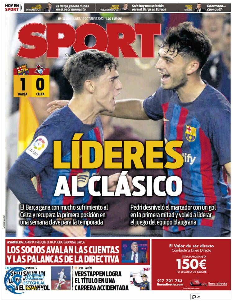 روزنامه اسپورت دوشنبه 18 مهر 1401 