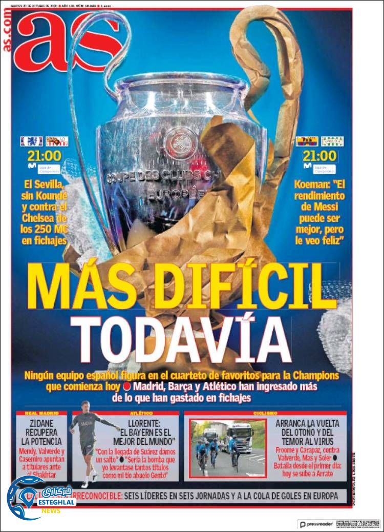 روزنامه ورزشی آاس سه شنبه 29 مهر 1399