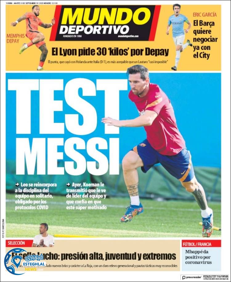 روزنامه ورزشی موندو دپورتیوو سه شنبه 18 شهریور 1399