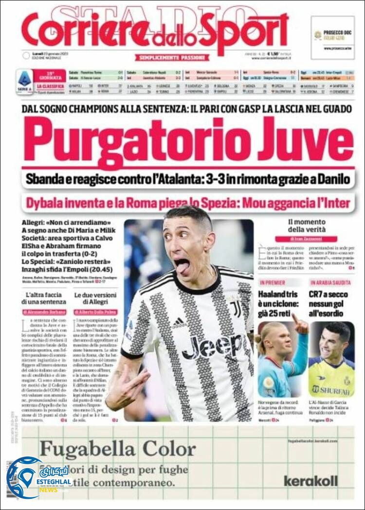 روزنامه ورزشی کوریره دلو اسپورت دوشنبه 3 بهمن 1401 