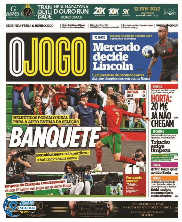 روزنامه ورزشی اوجوگو دوشنبه 16 خرداد 1401