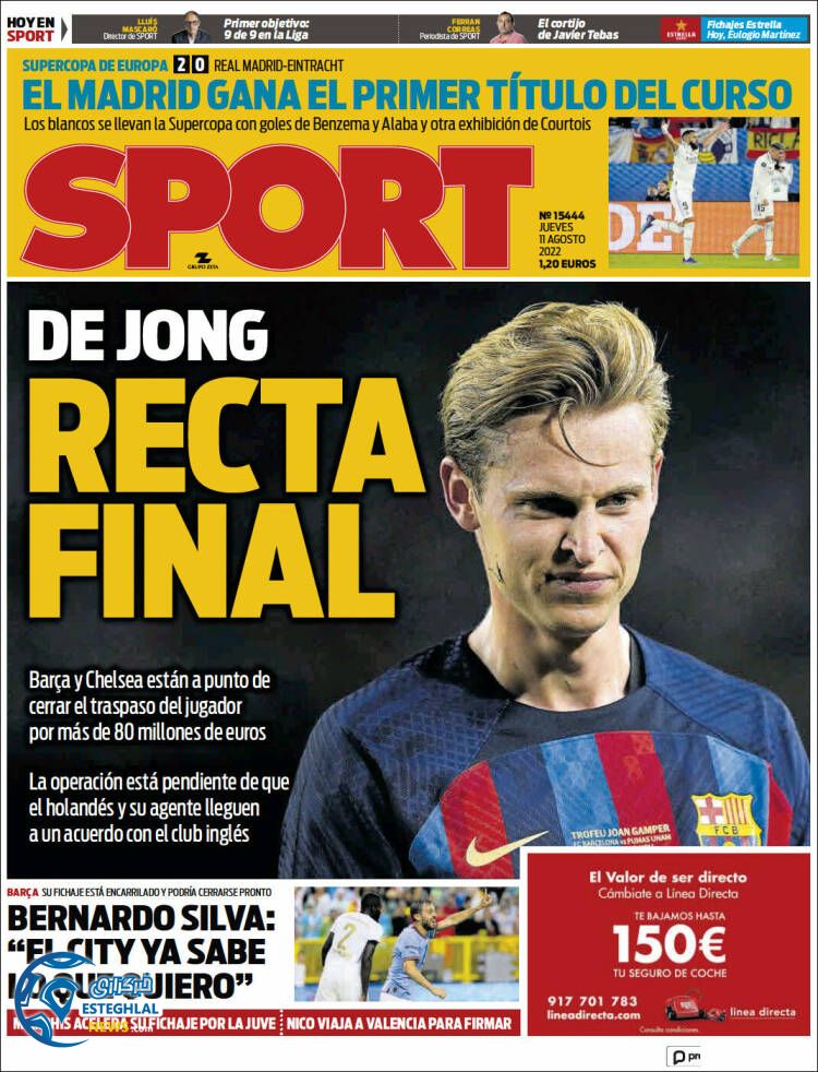 روزنامه اسپورت پنجشنبه 20 مرداد 1401   