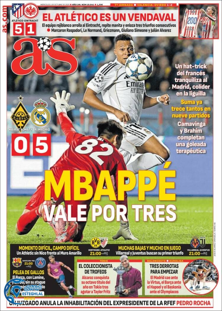 روزنامه ورزشی آ اس  چهارشنبه 9 مهر 1404 