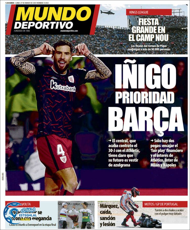 روزنامه ورزشی موندو دپورتیوو دوشنبه 7 فروردین 1402 