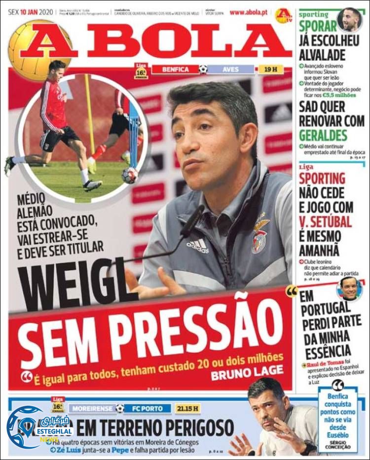 روزنامه ورزشی آبولا جمعه 20 دی 1398