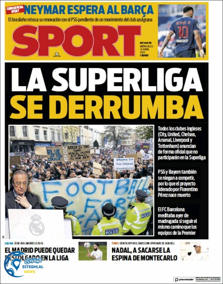 روزنامه ورزشی اسپورت چهارشنبه 1 اردیبهشت 1400