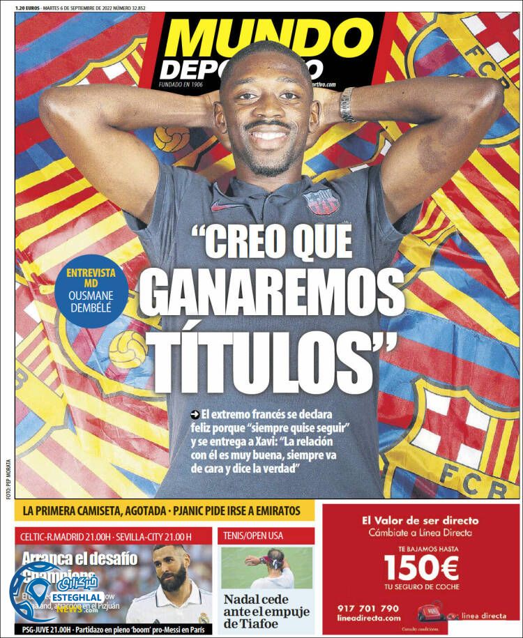 روزنامه ورزشی موندو دپورتیوو سه شنبه 15 شهریور 1401 