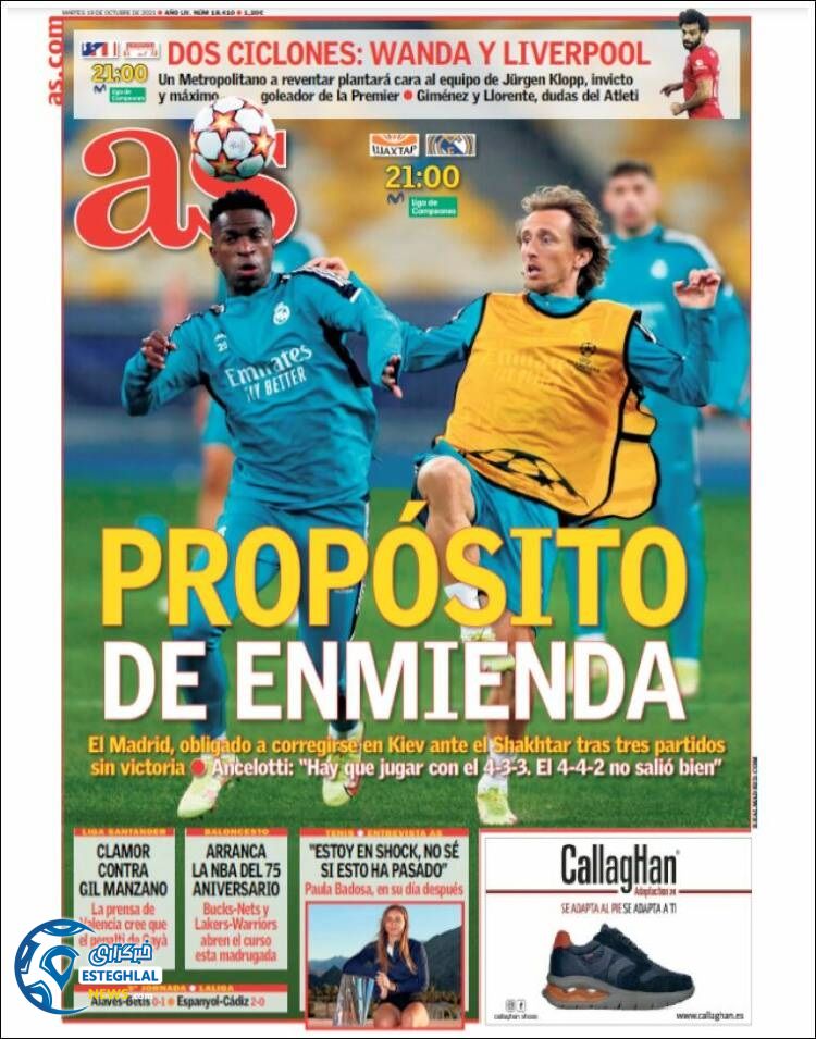 روزنامه ورزشی آ اس سه شنبه 27 مهر 1400