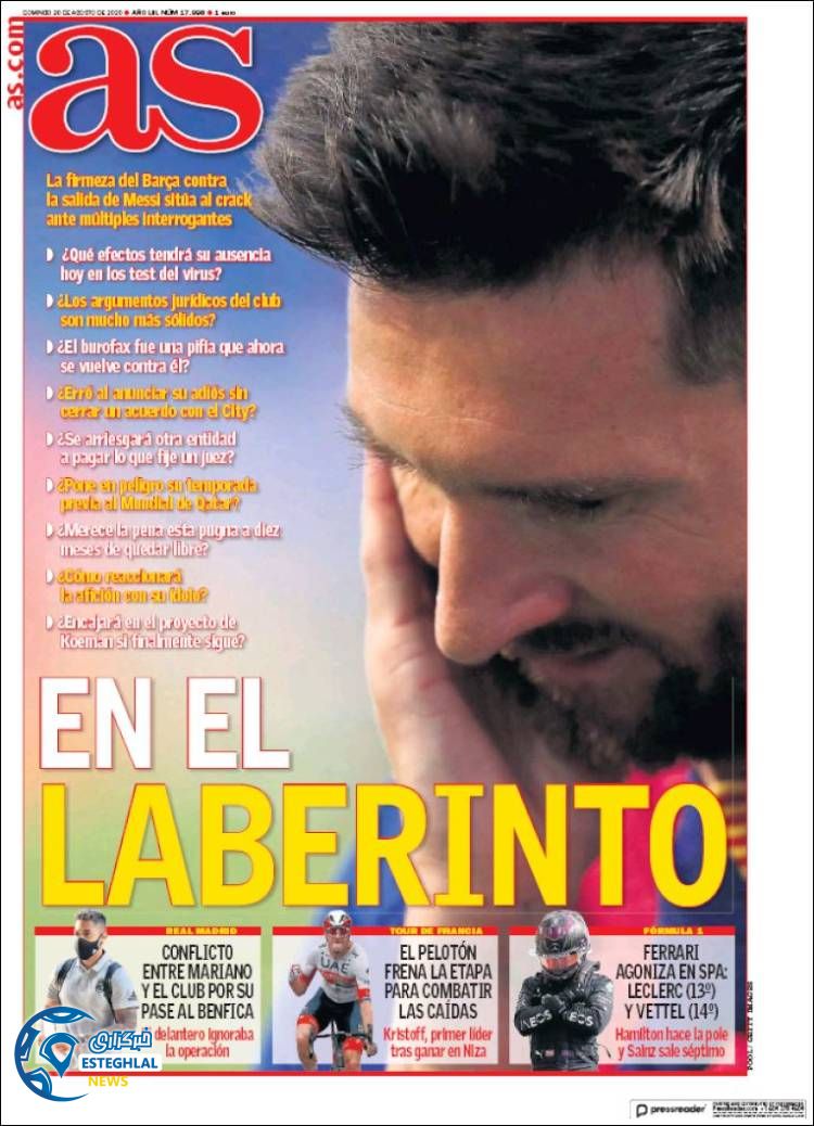 روزنامه ورزشی آاس یکشنبه 9 شهریور 1399