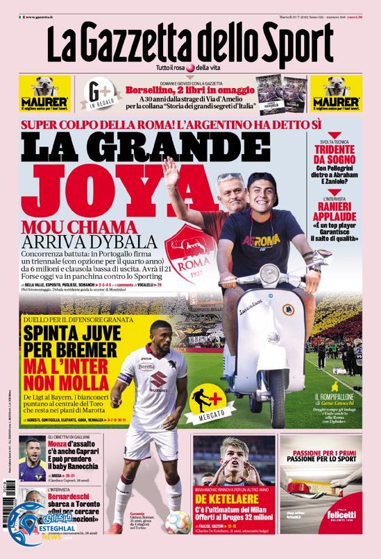 روزنامه ورزشی گاتزتا دلو اسپورت سه شنبه 28 تیر 1401