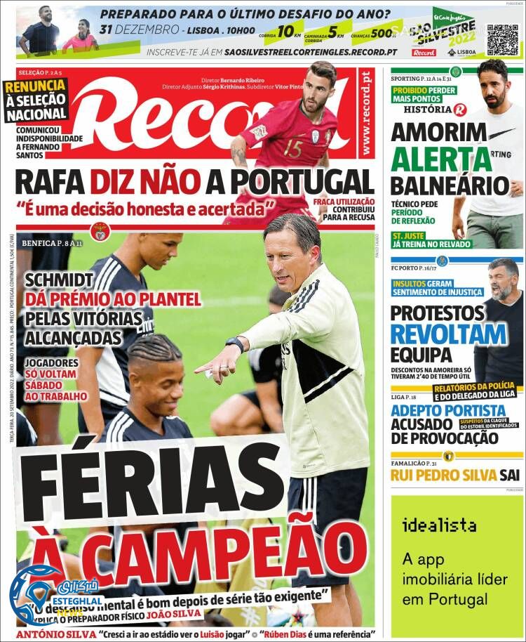 روزنامه ورزشی رکورد سه شنبه 29 شهریور 1401 