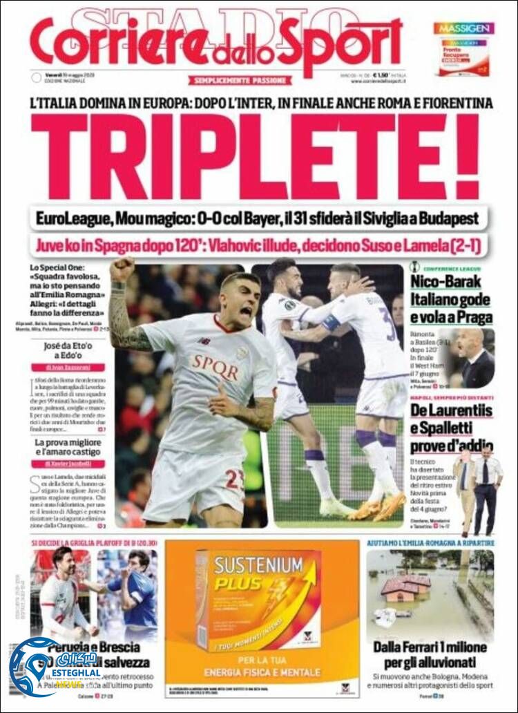 روزنامه کوریره دلو اسپورت جمعه 29 اردیبهشت 1402 