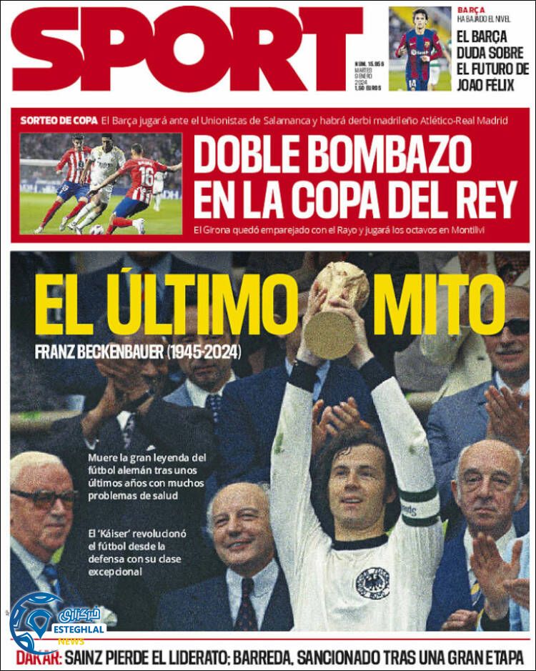 روزنامه  ورزشی اسپورت سه شنبه 19 دی 1402 