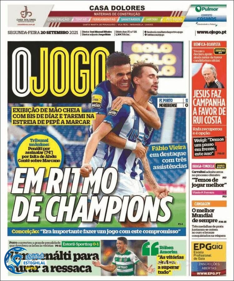 روزنامه ورزشی اوجوگو دوشنبه 29 شهریور 1400