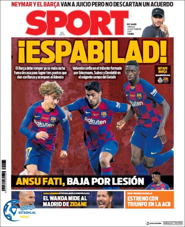 روزنامه ورزشی اسپورت شنبه 6 مهر 1398