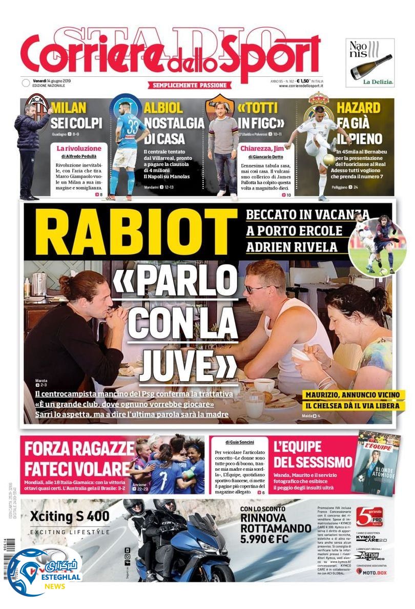 روزنامه ورزشی کوریره دلو اسپورت جمعه 24 خرداد 1398