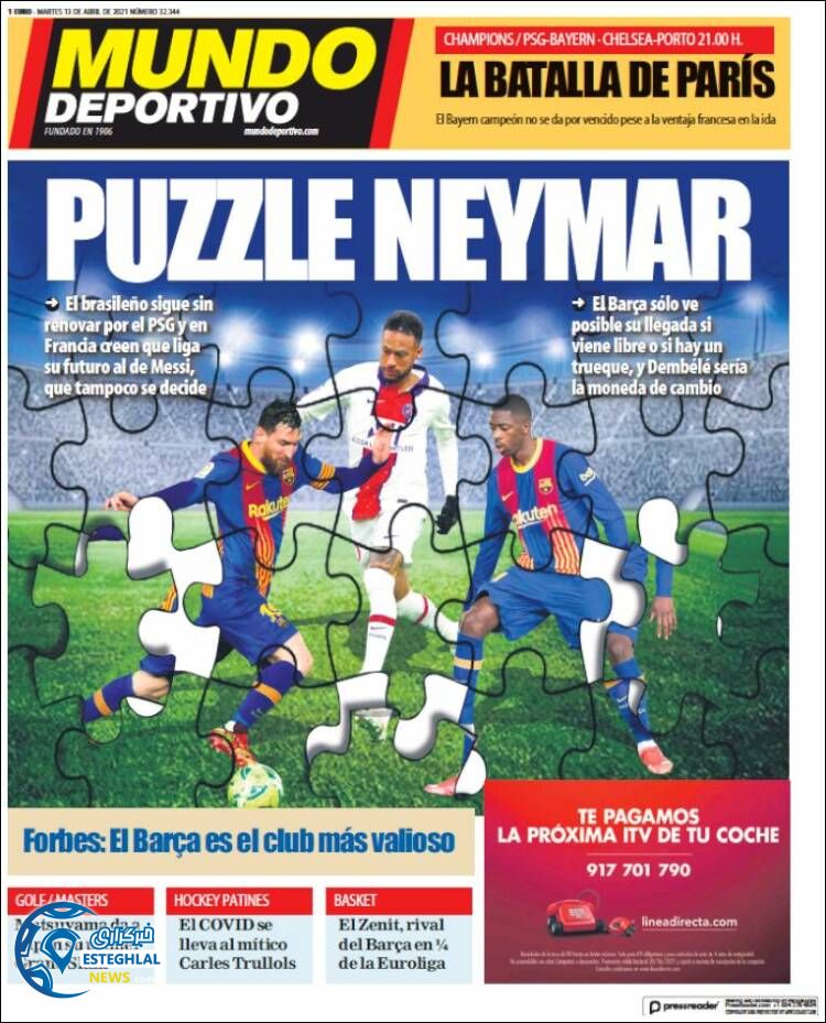 روزنامه ورزشی موندو دپورتیوو سه شنبه 24 فروردین 1400