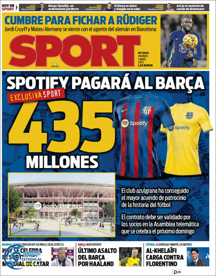 روزنامه ورزشی اسپورت جمعه 12 فروردین 1401