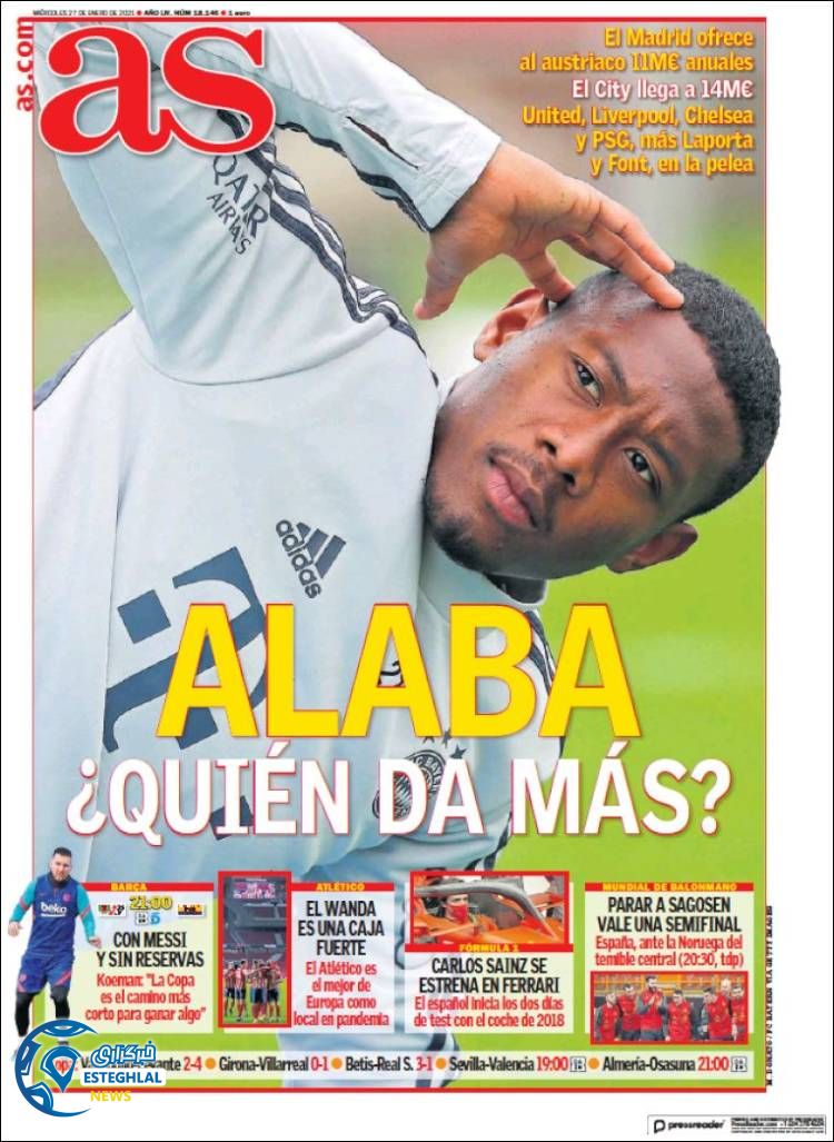 روزنامه ورزشی آاس چهارشنبه 8 بهمن 1399