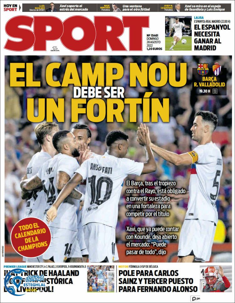 روزنامه ورزشی اسپورت یکشنبه 6 شهریور 1401