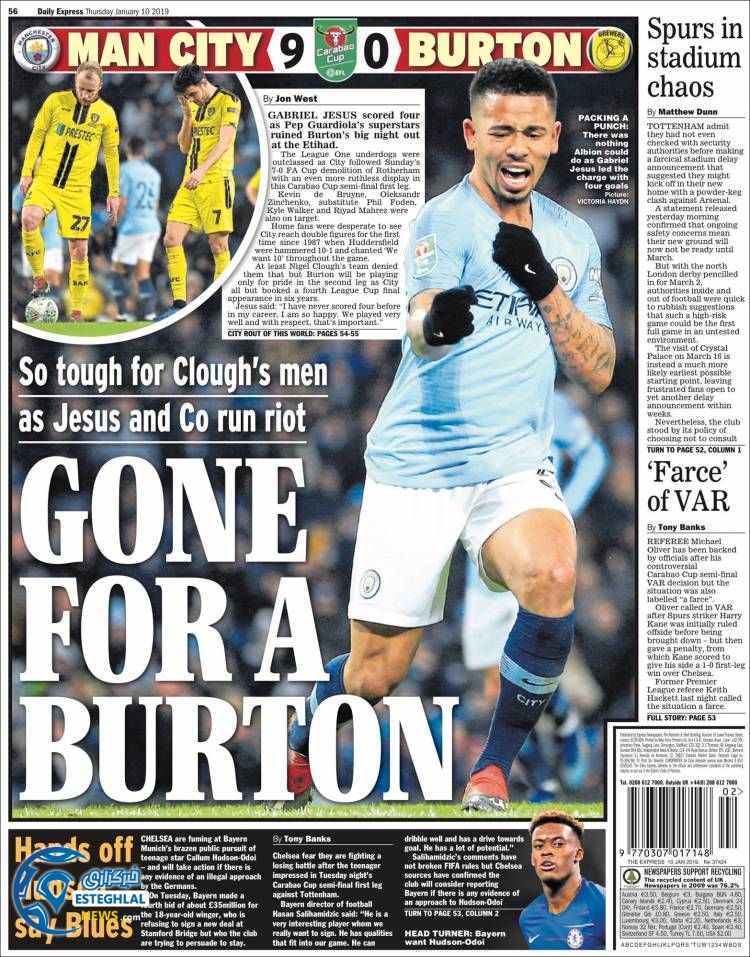 روزنامه ورزشی اکسپرس اسپورت پنجشنبه 20 دی 1397