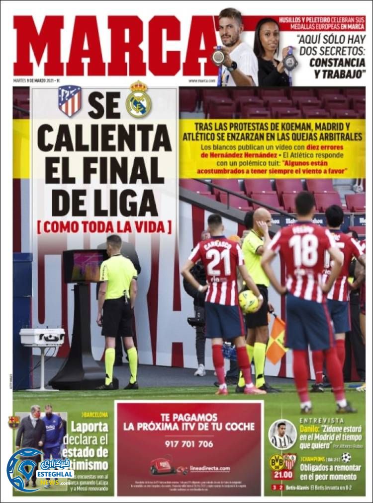 روزنامه ورزشی مارکا سه شنبه 19 اسفند 1399