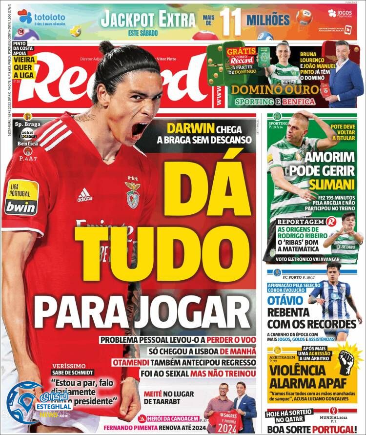 روزنامه ورزشی رکورد جمعه 12 فروردین 1401