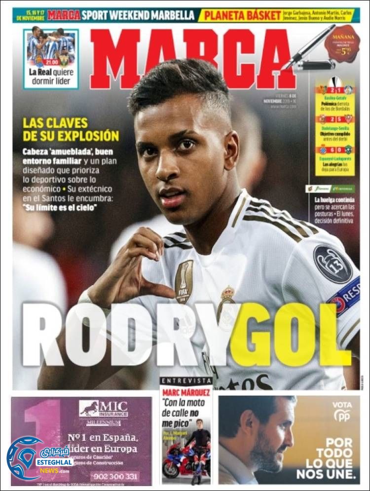 روزنامه ورزشی مارکا جمعه 17 آبان 1398