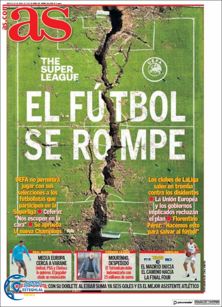 روزنامه ورزشی آ اس سه شنبه 31 فروردین 1400