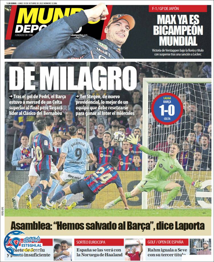 روزنامه ورزشی موندو دپورتیوو دوشنبه 18 مهر 1401 