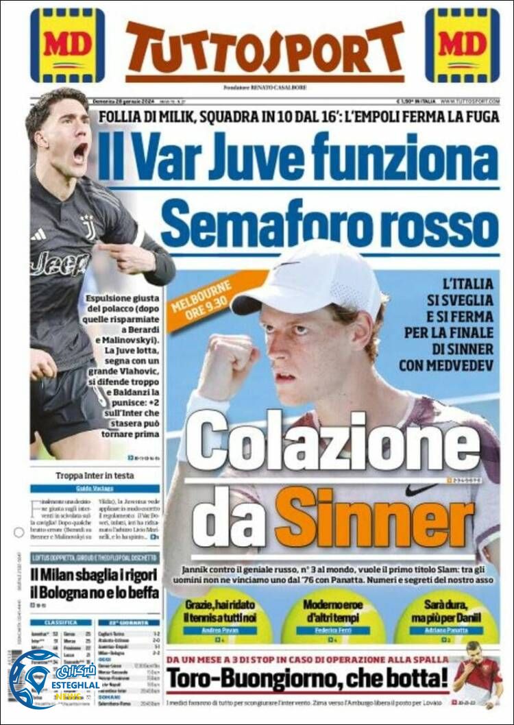 روزنامه  ورزشی توتو اسپورت یکشنبه 8 بهمن 1402 