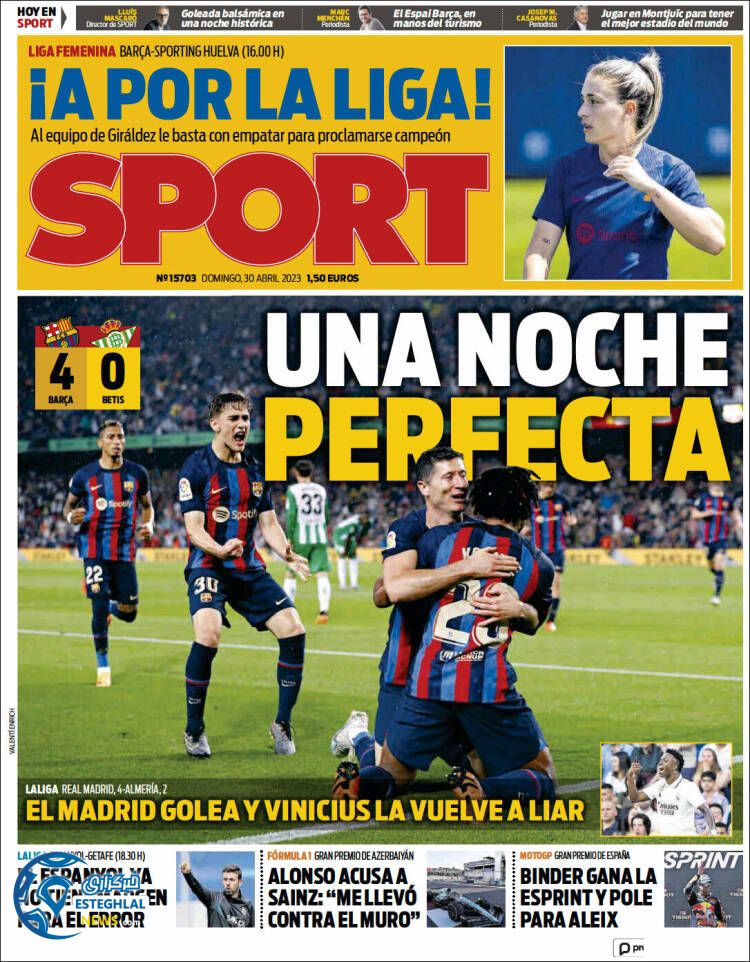 روزنامه ورزشی اسپورت یکشنبه 10 اردیبهشت 1402  