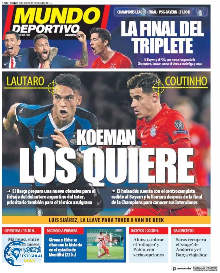 روزنامه ورزشی موندو دپورتیوو یکشنبه 2 شهریور 1399