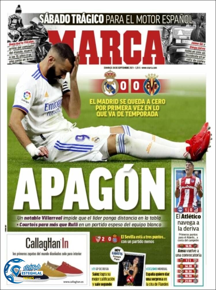 روزنامه ورزشی مارکا یکشنبه 4 مهر 1400