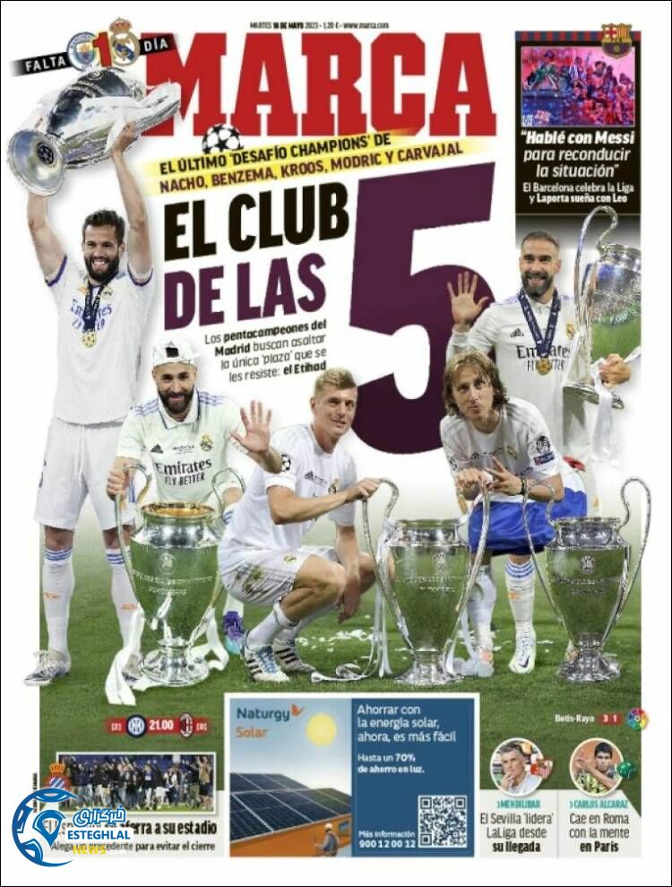 روزنامه ورزشی مارکا سه شنبه 26 اردیبهشت 1402 