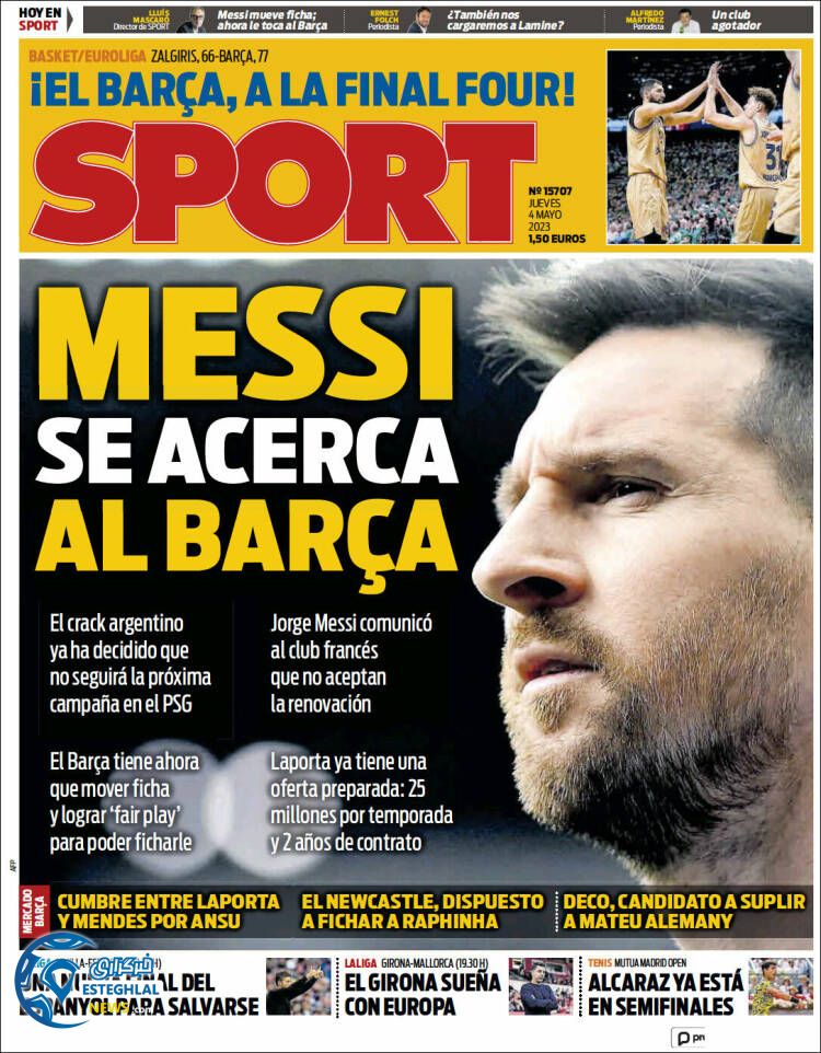 روزنامه ورزشی اسپورت پنجشنبه 14 اردیبهشت 1402 