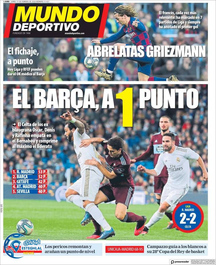 روزنامه ورزشی موندو دپورتیوو دوشنبه 28 بهمن 1398