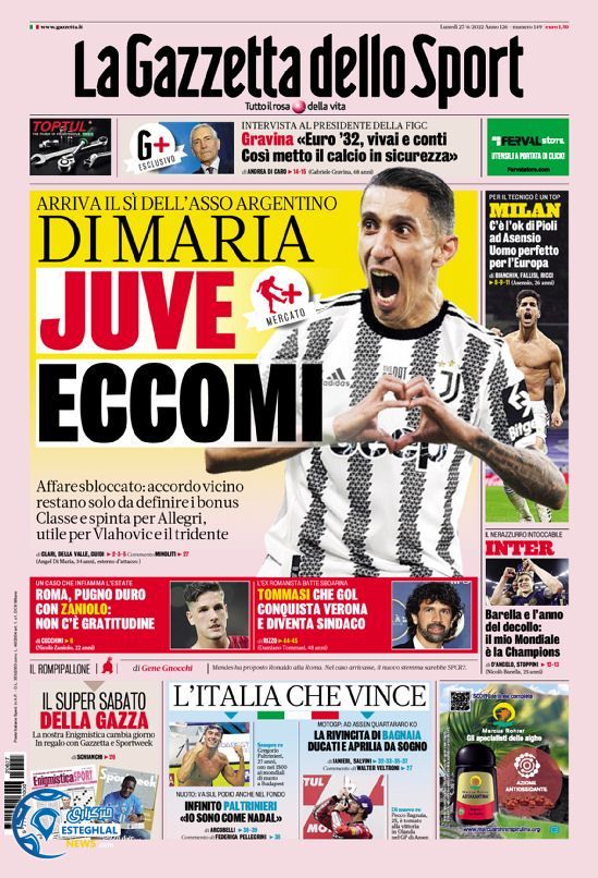 روزنامه ورزشی گاتزتا دلو اسپورت دوشنبه 6 تیر 1401